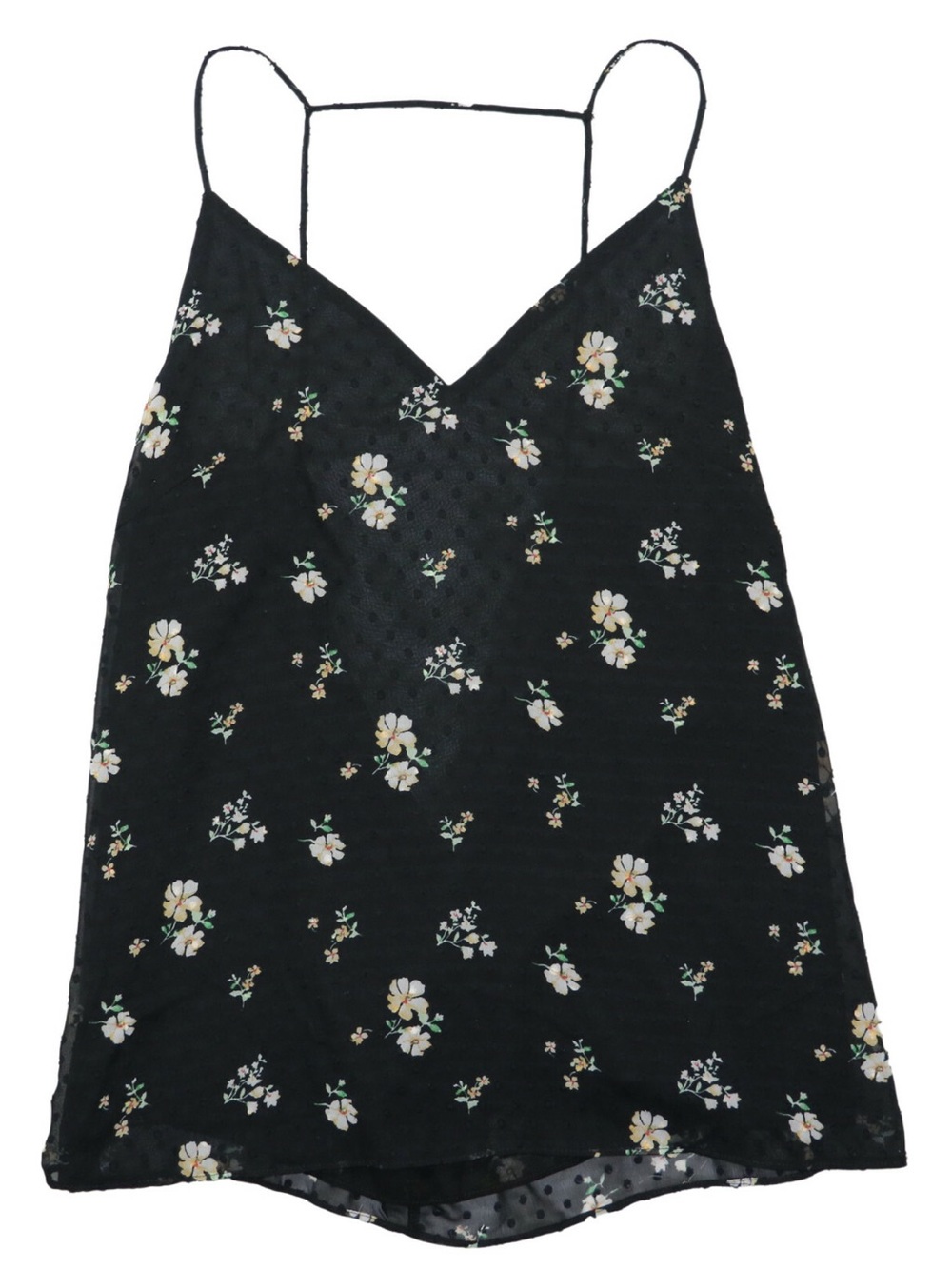 Aqua Black Floral Tank Top